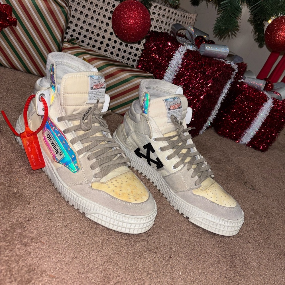 Off-White Gray and Cream High-Tops